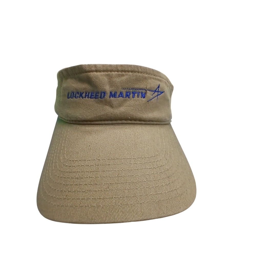 Lockheed Martin Sun Visor OS Khaki Tan Embroidered Logo Aerospace Aviation Hat